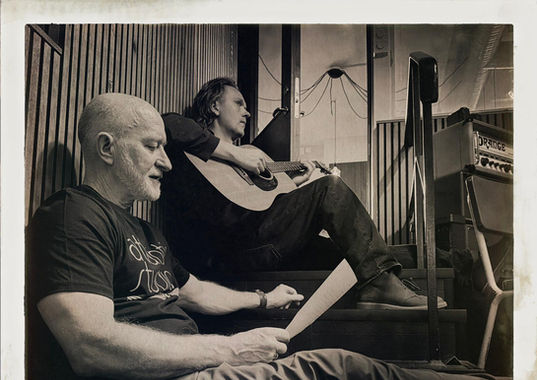 Kent and Anders Stenberg collabing at Atlantis Studios Stockholm