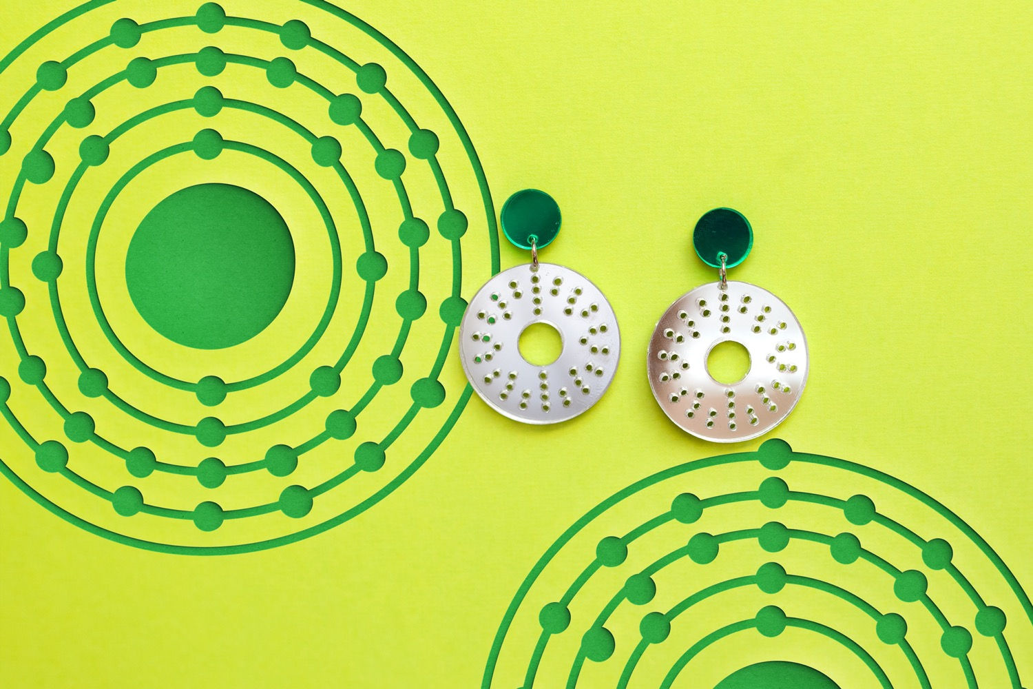 Silver Atom Earrings