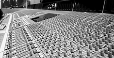 A mixing console with many nobs