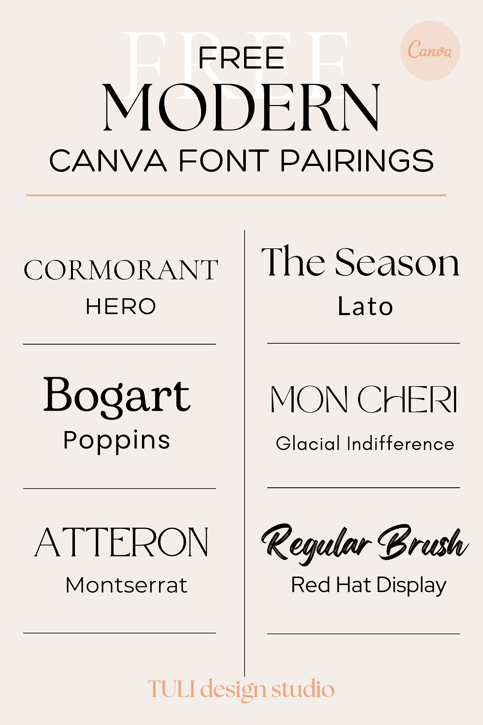 Elegant Cormorant font paired with clean Montserrat font for a professional look