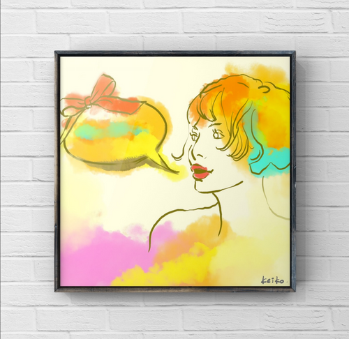 にゃん【大サイズ】絵画 にゃん【大サイズ】絵画 絵画】Lady（正方形サイズ） | Yehl veil