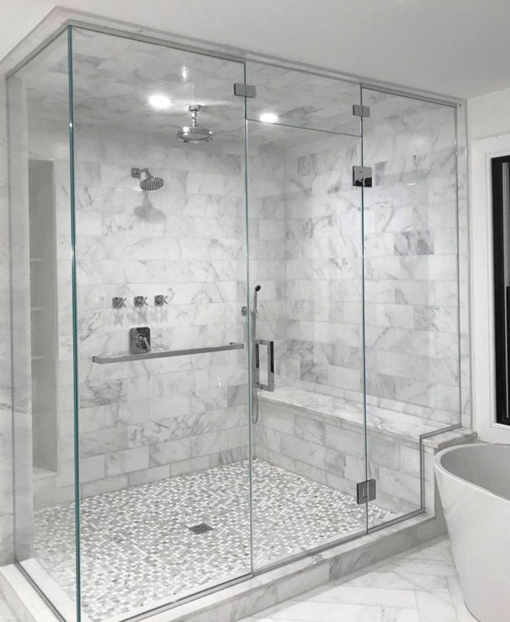 White stone shower