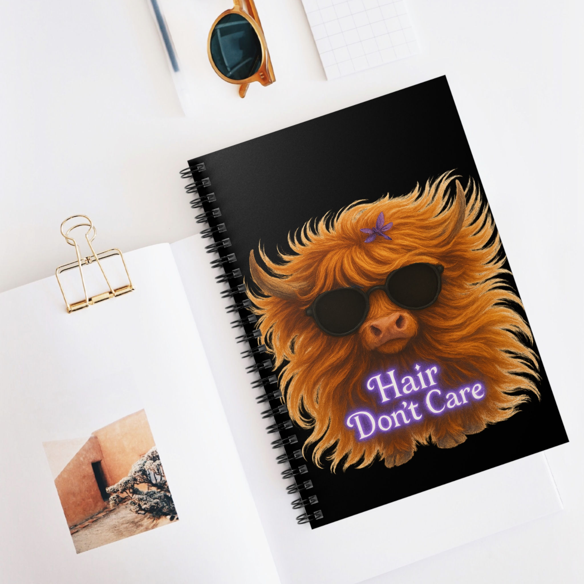 Hair Don't Care Black Edition Spiral Notebook