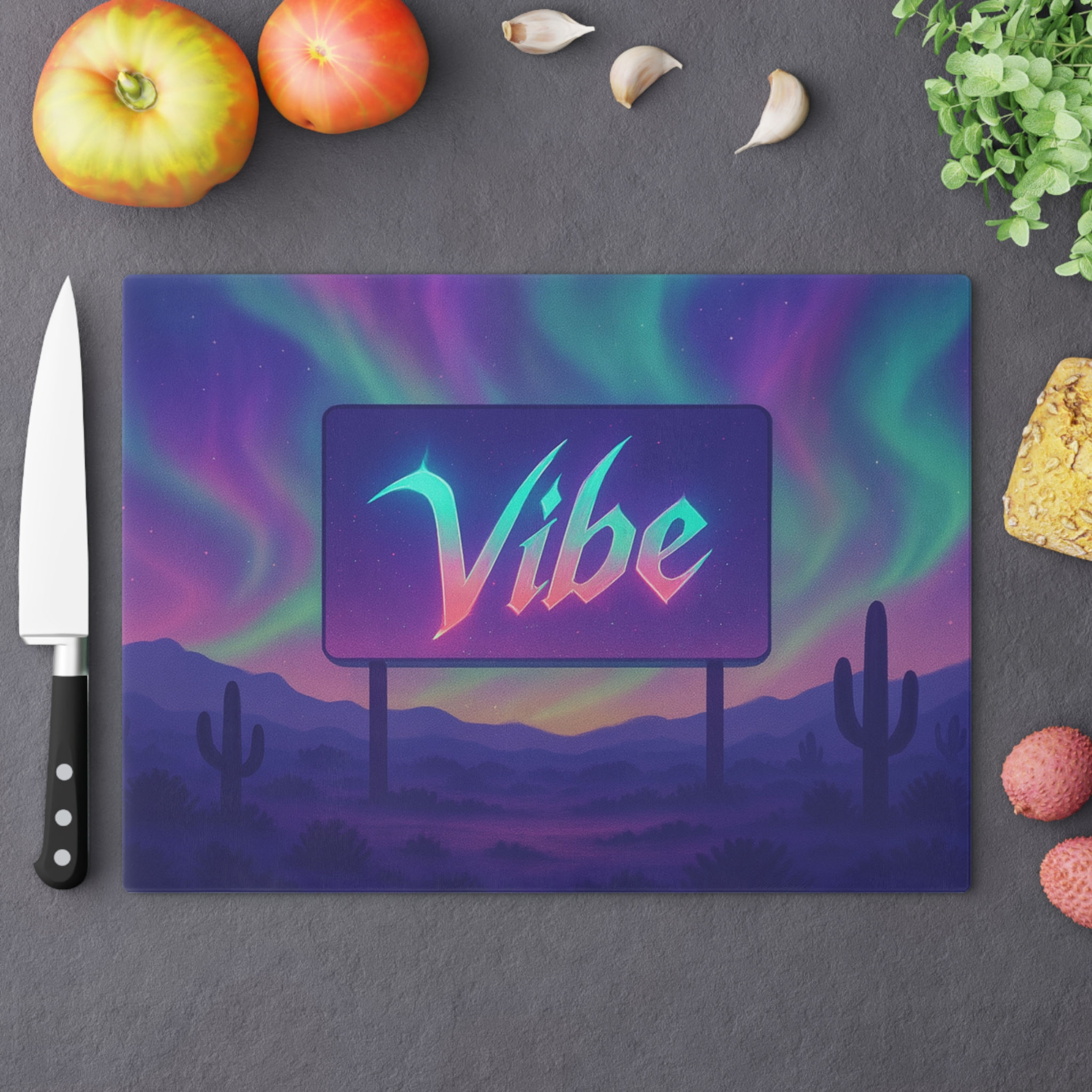 VibeScape Glass Cutting Board – Large
