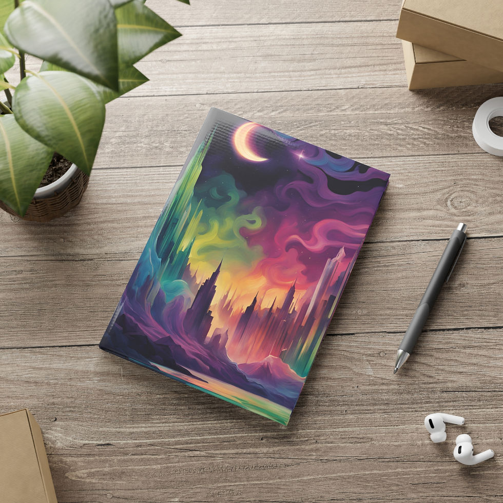 Moonlit Aurora City Hardcover Puffy Notebook