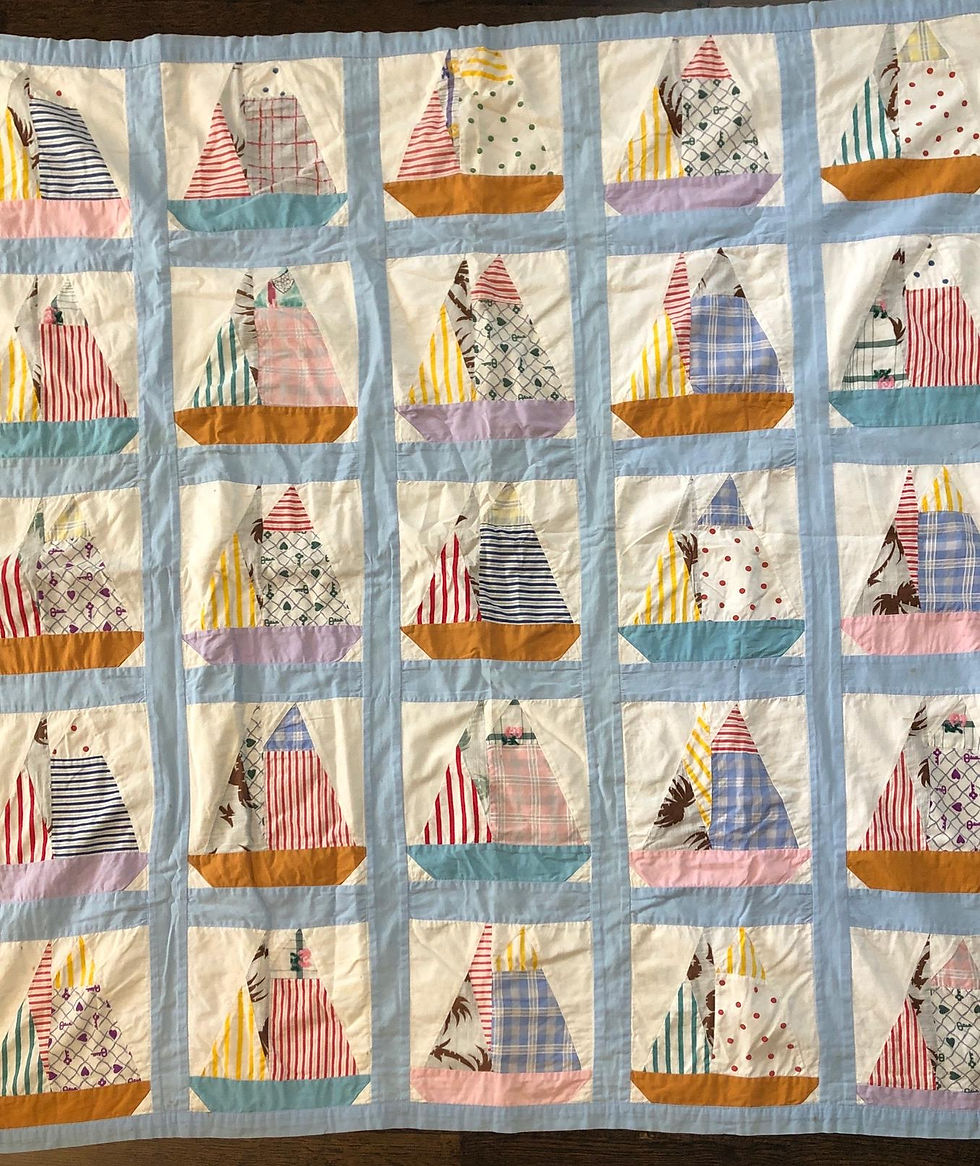 Vintage Sailboat Youth or Crib Quilt