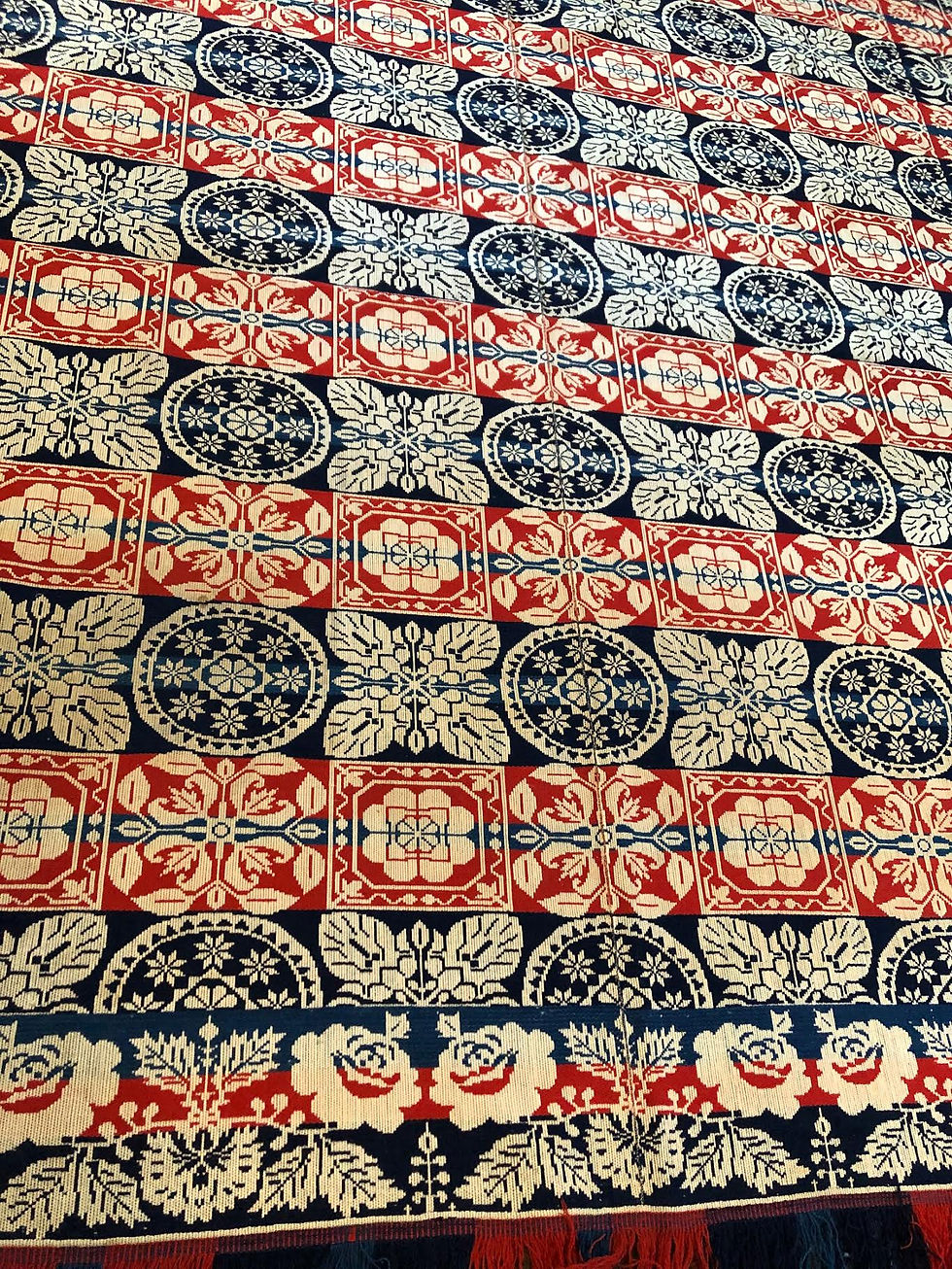 Thumbnail: Antique Jacquard Coverlet, 1841