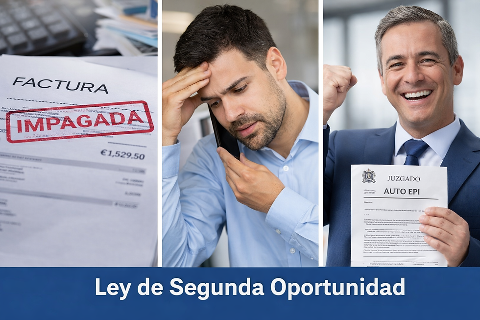 Una persona en Santander, Cantabria, tiene muchas facturas impagadas. Decide llamar a Francisco J Domínguez, Abogado en Santander. Inicia los trámites de la Ley de la Segunda Oportunidad y consigue la Exoneración de las deudas impagadas. El cliente vuelve a empezar sin deudas.