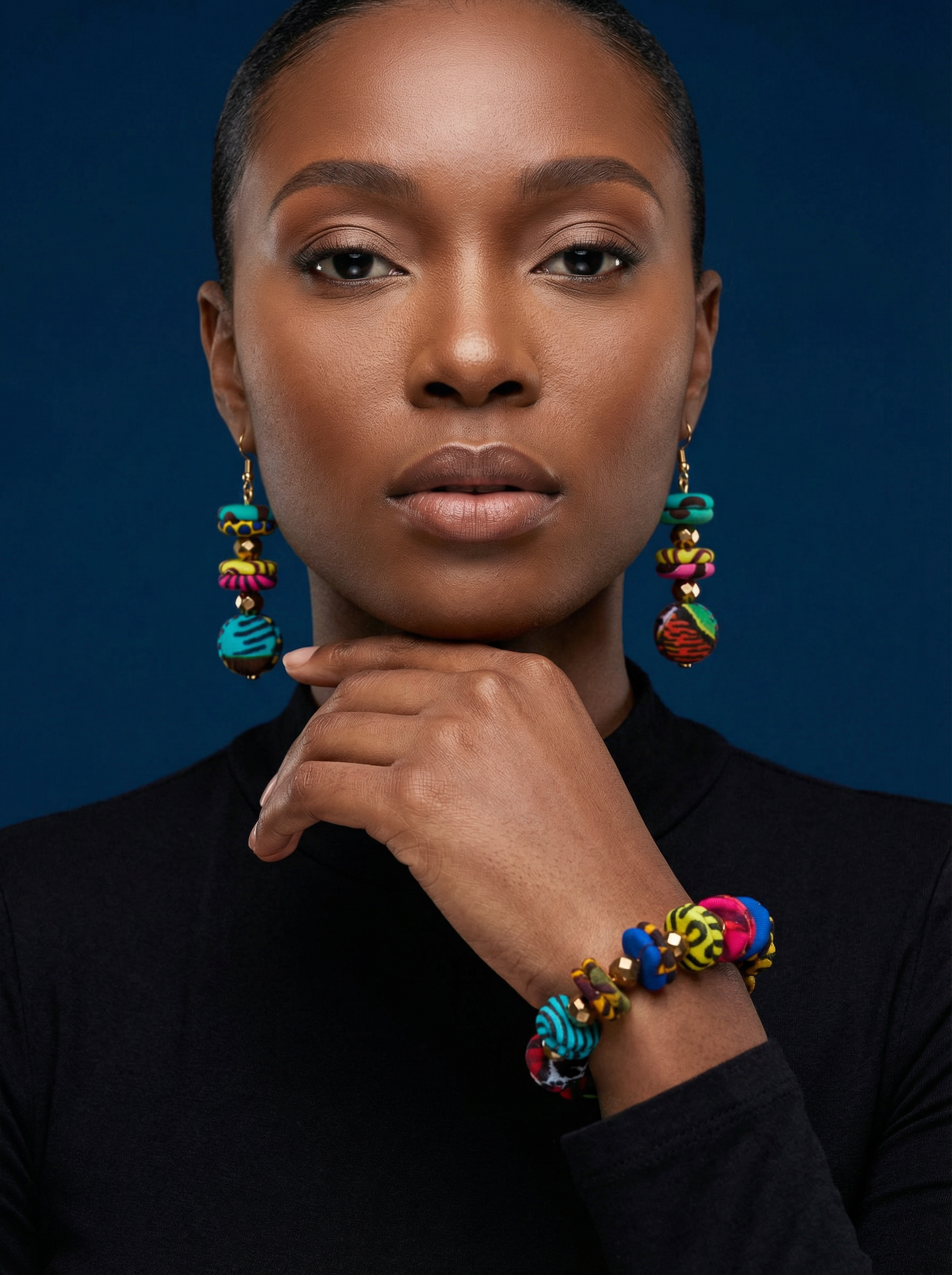Multi Color African Print Stretch Bracelet