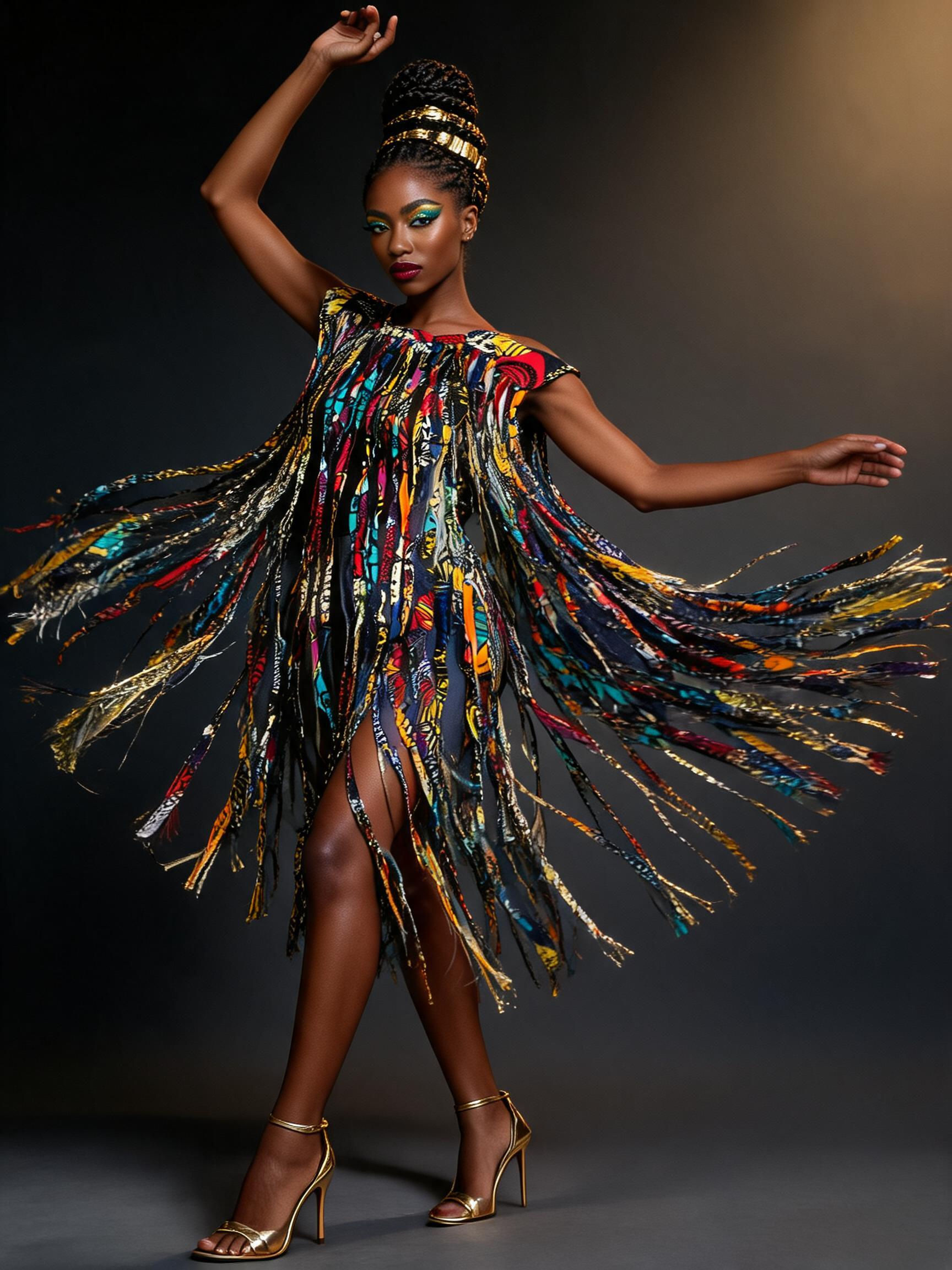 Multi Ankara Fringe Cape