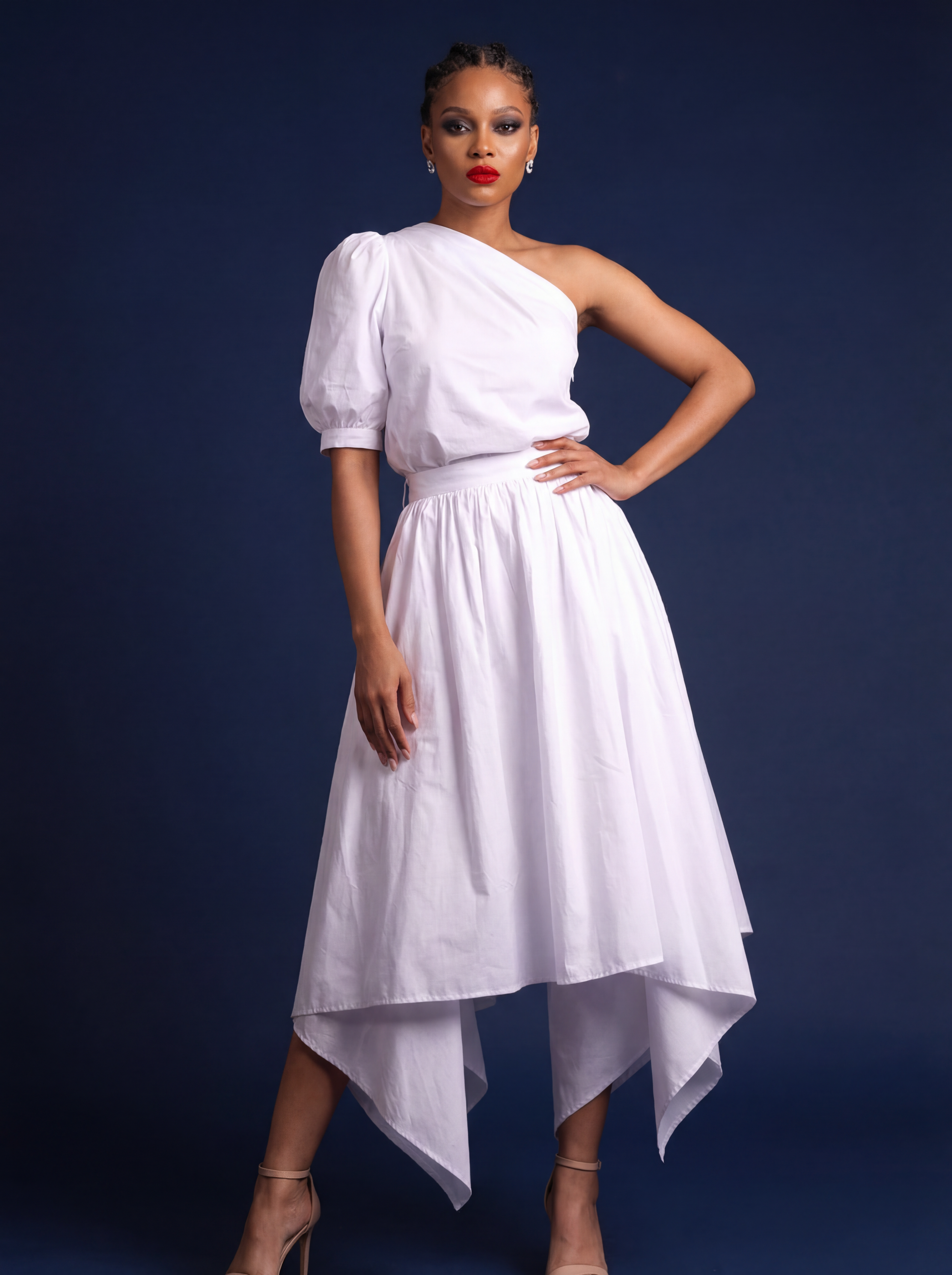 Gazelle White Asym A-Line Skirt