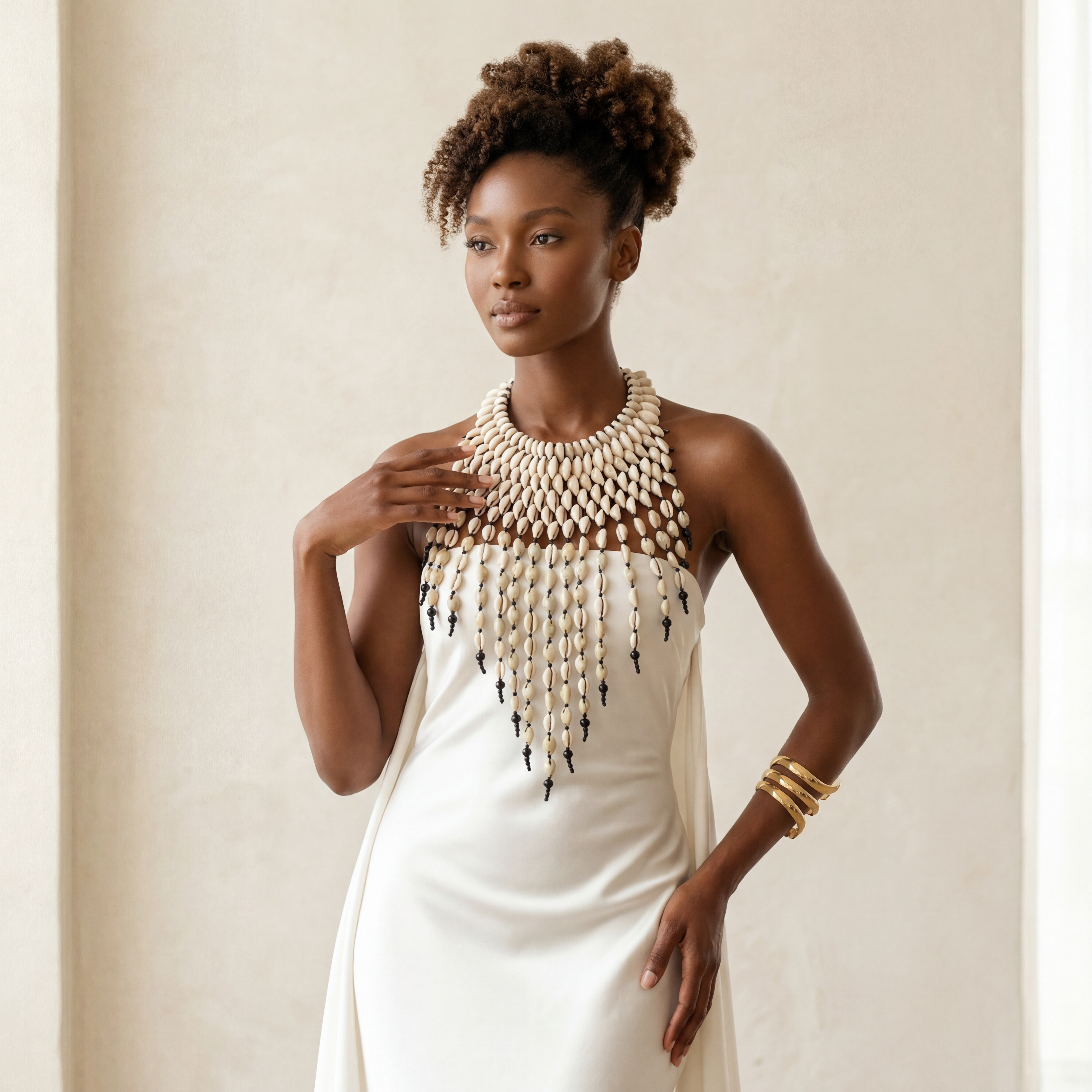 Cascading Cowrie Statement Necklace