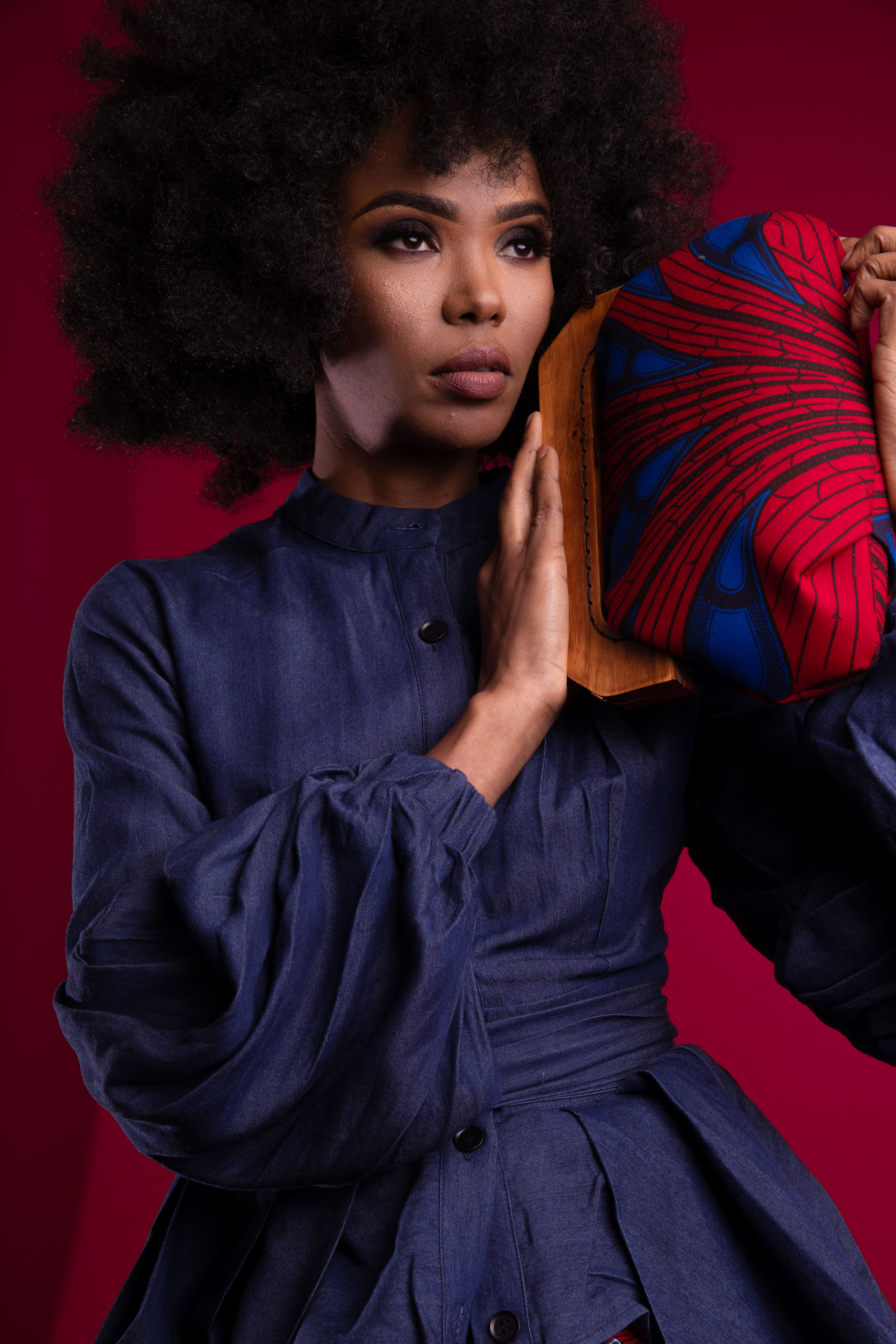 RED WITH BLUE ROYALTY CLUTCH