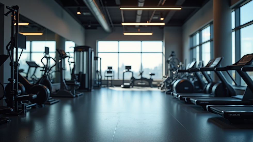 Eye-level view of a modern gym with fitness equipment