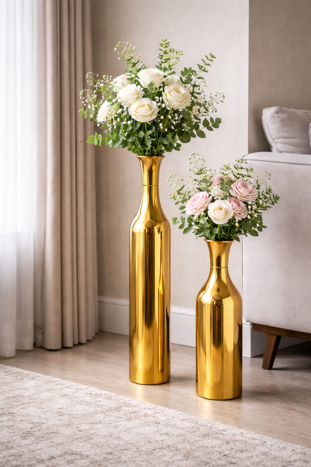 The Aurelius Tall Gold Statement Vase Set