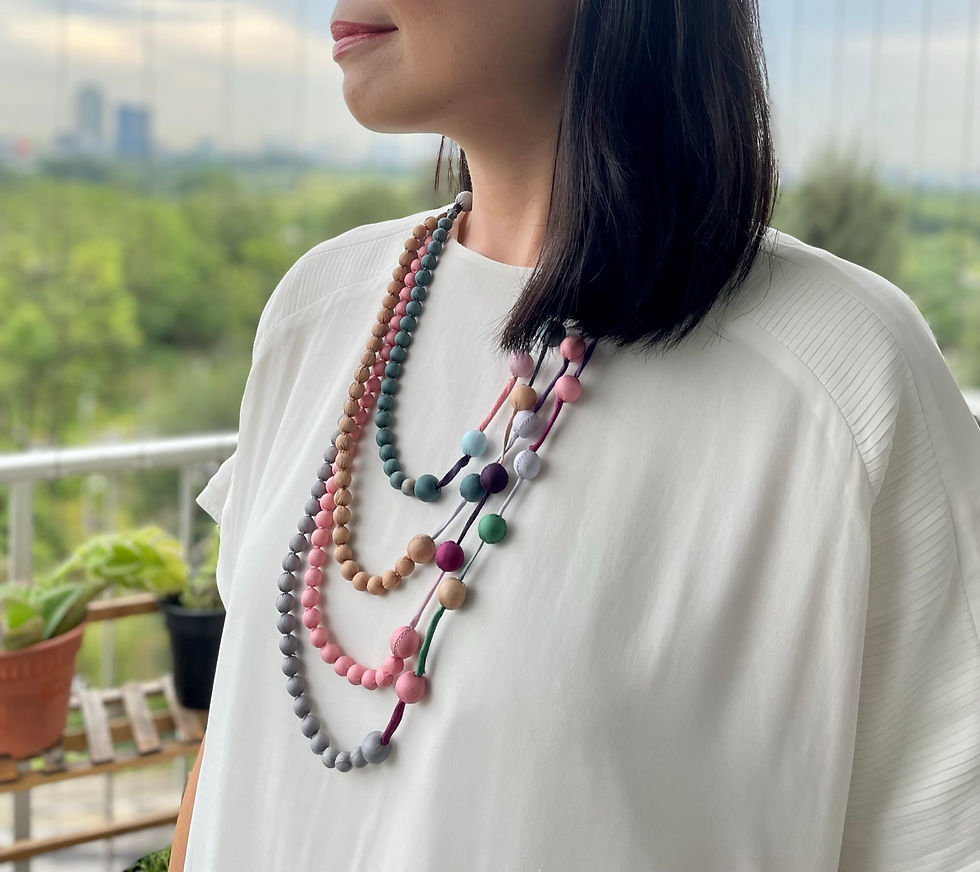 Thumbnail: Multi-Strand Cambodian Silk Bead Necklace in Rainbow Loop