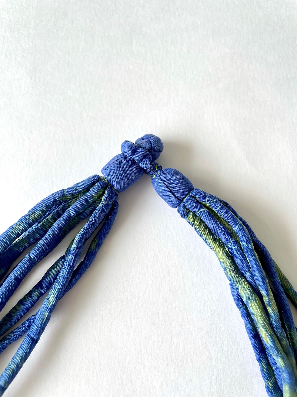 Thumbnail: Mini Cambodian Silk Thread Necklace in Calico Blue