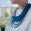 Thumbnail: Bicolour Cambodian Silk Thread Necklace in Turquoise Cotton Seed