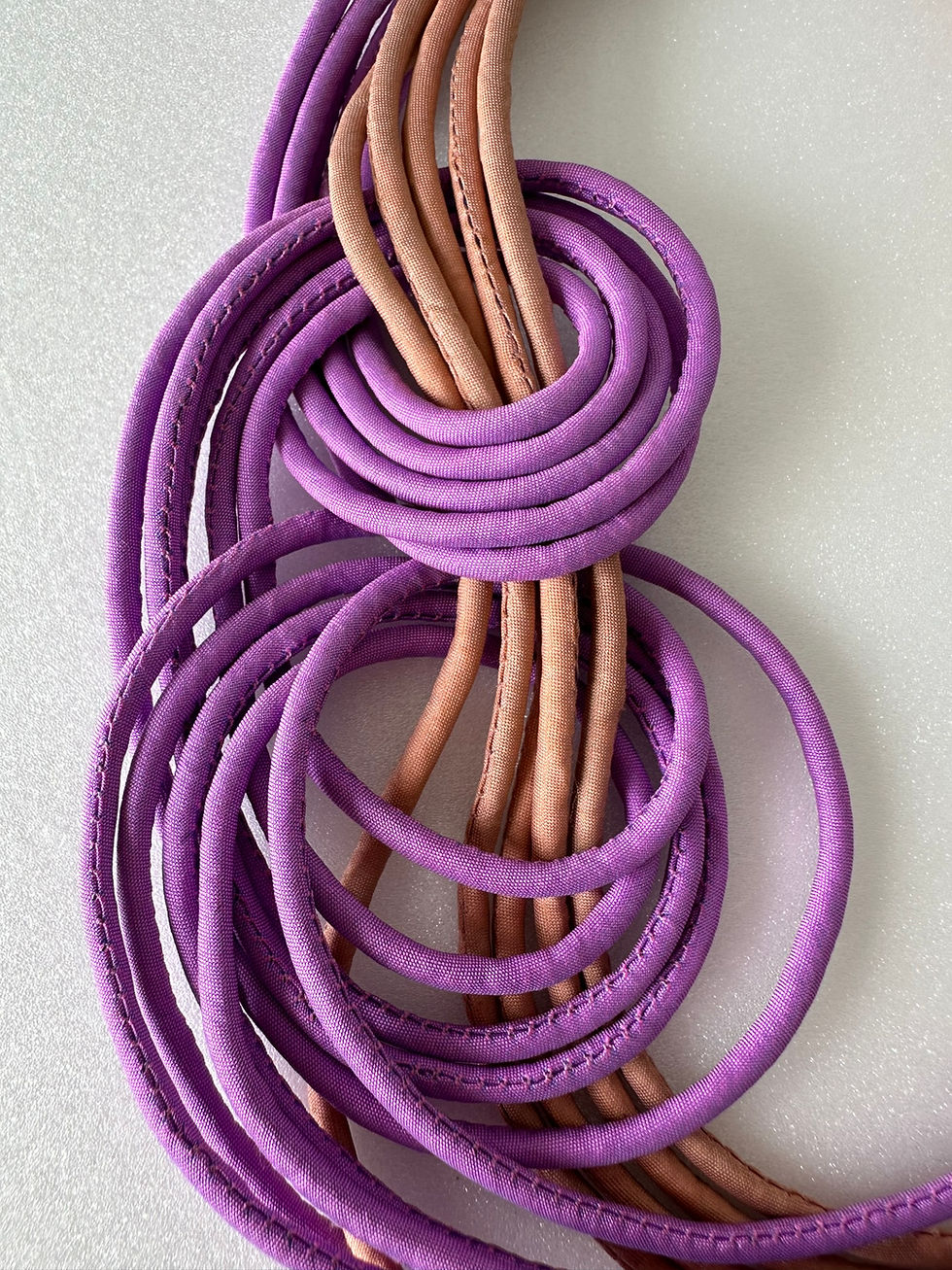 Thumbnail: Bicolour Cambodian Silk Thread Necklace in Mystical Grape