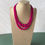 Thumbnail: 3 string Cambodian Silk Bead Necklace in Hibiscus Pink