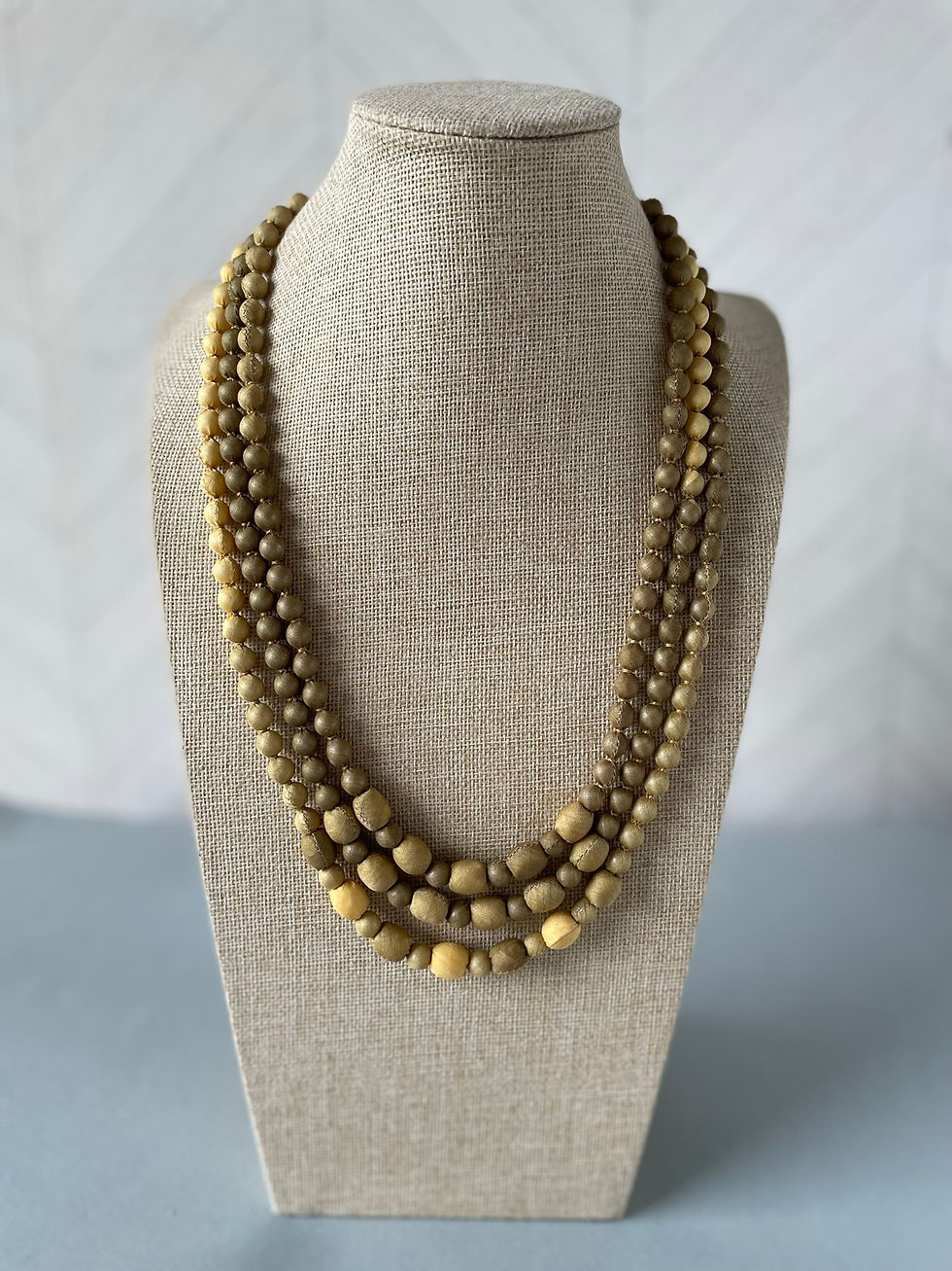 3 string Cambodian Silk Bead Necklace in Cafe Royale