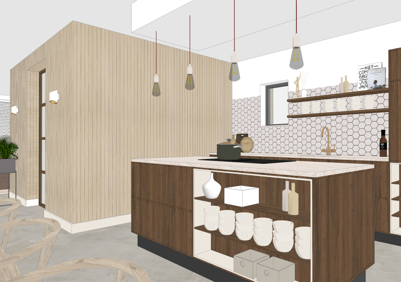 Voorbeeld keuken gemaakt met SketchUp