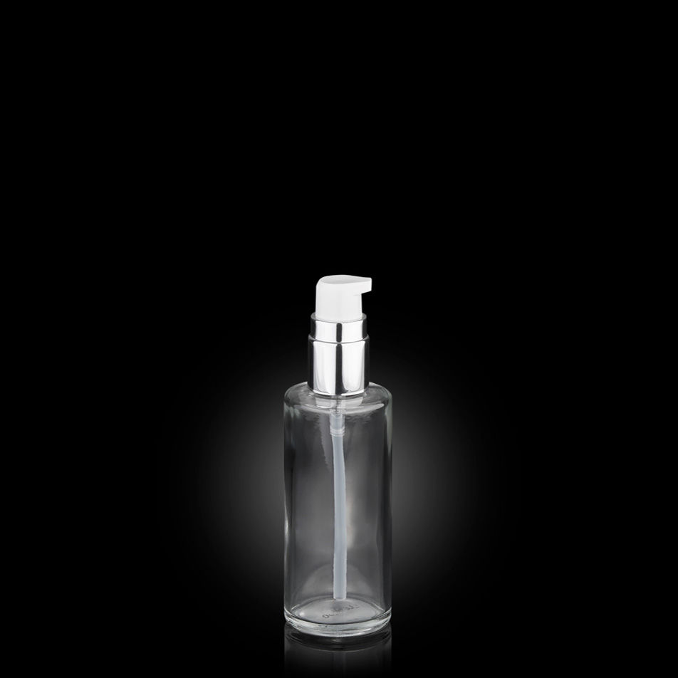 Thumbnail: Side view 50ml Glass Lotion Pump Bottle Skincare Containers