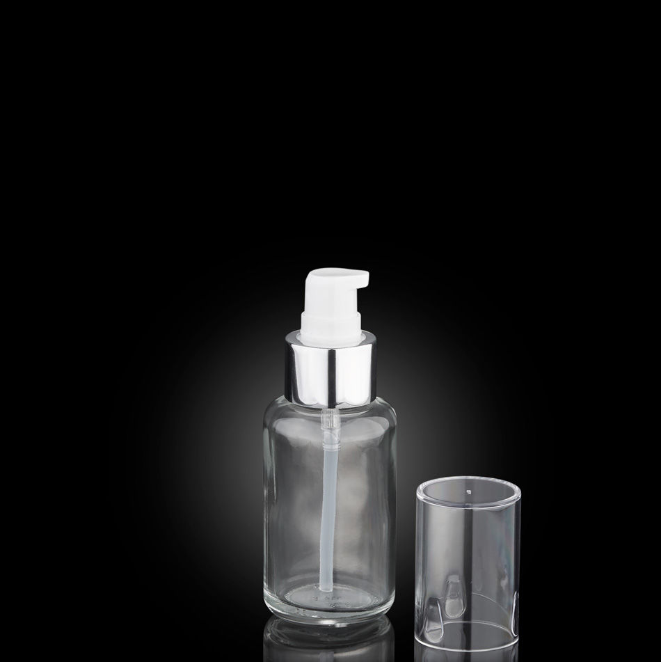 Thumbnail: Side view 50ml Glass Lotion Pump Bottle Skincare Containers