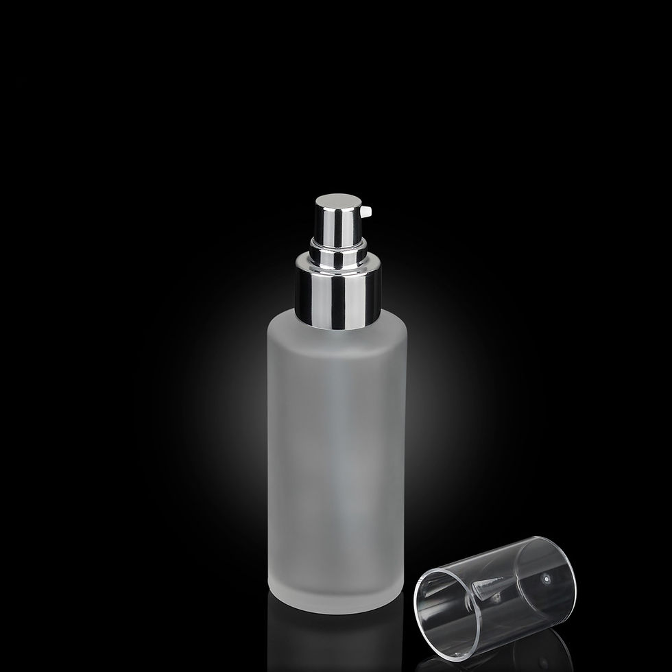 Thumbnail: Side view of 100ml Glass Lotion Pump Bottle Skincare Containers