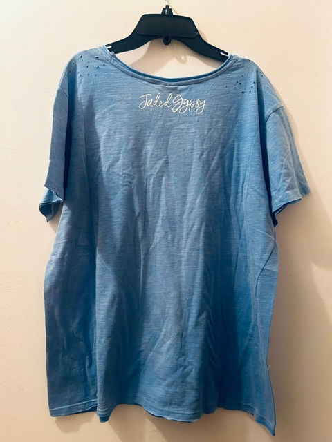 Thumbnail: Jaded Gypsy Moon Dance Peace and Love Sky Blue Soft Cotton Tee