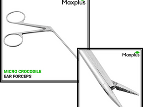 Image of Max Plus micro crocodile ear forceps featuring precision tips for detailed medical procedures.