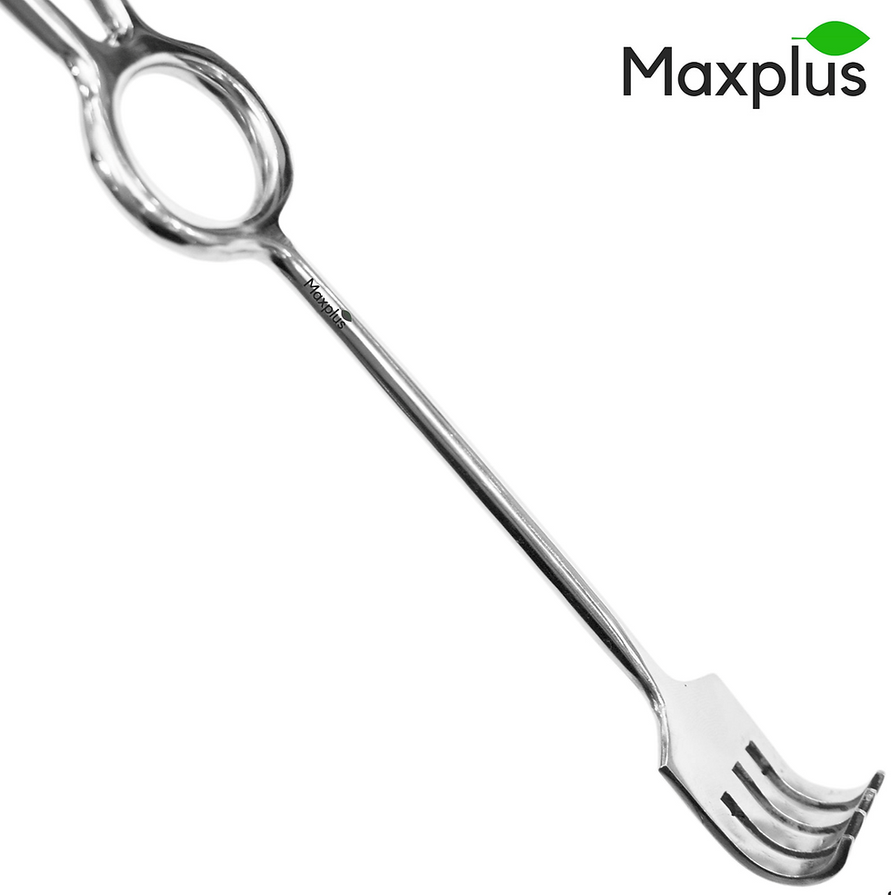 A top view of a sleek, stainless steel Maxplus Volkmann Retractor designed for precise Surgery, showcasing its durability and Safety.