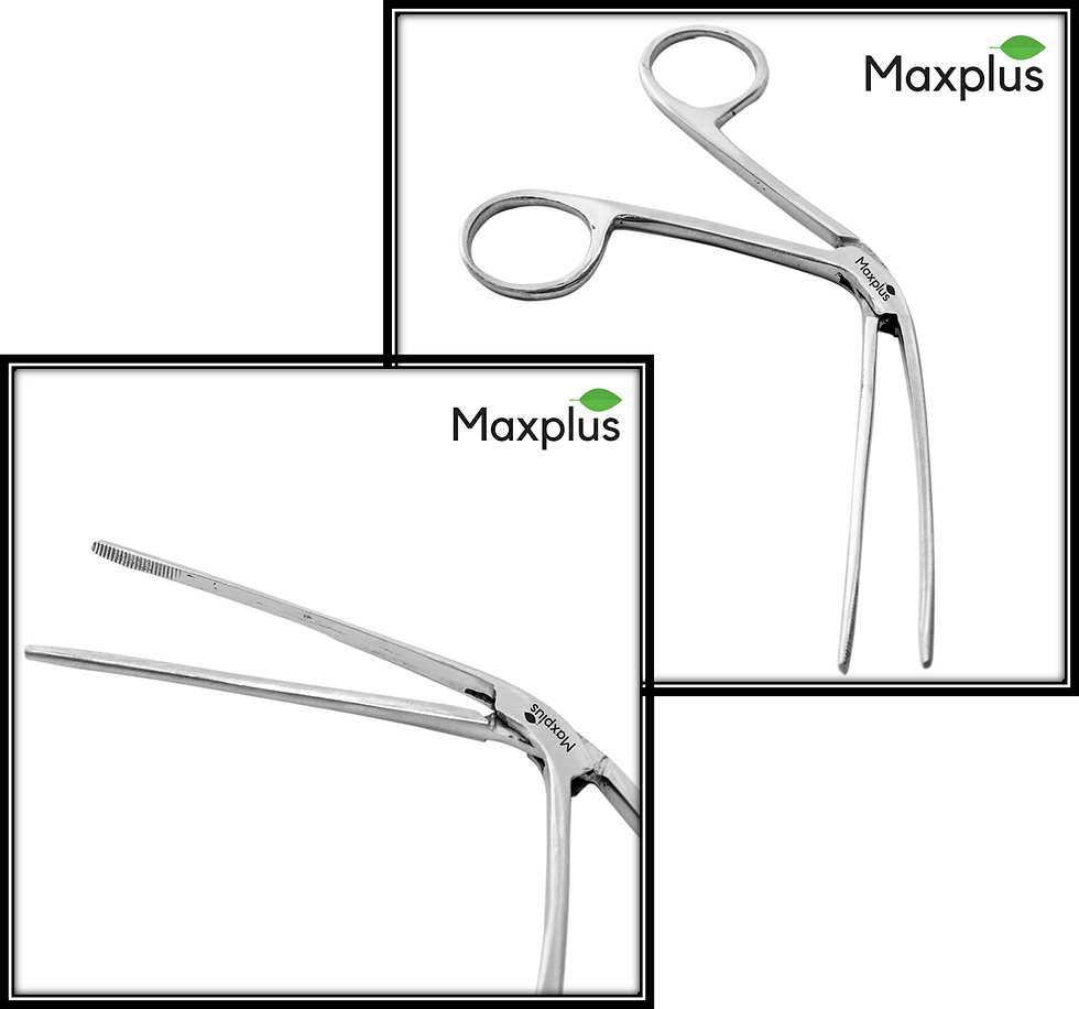 Surgical Tilley's Nasal Dressing Forceps by Max Plus, featuring precision-engineered design for reliable clamping during medical procedures.
