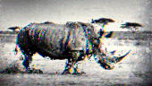 digitized animation of a rhinoceros
