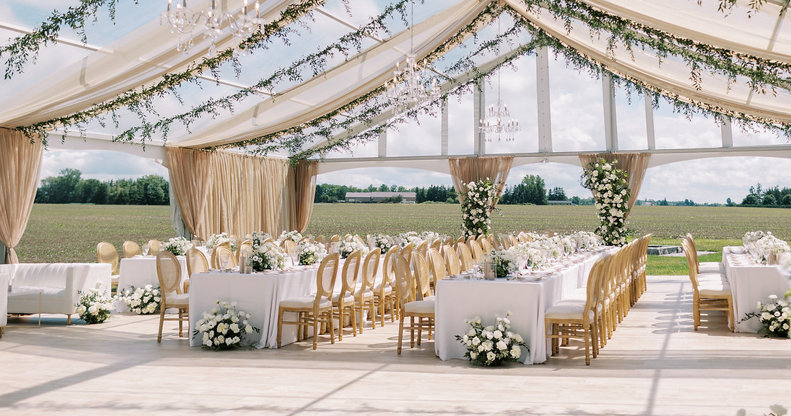 London Ontario Clear Tent Wedding | Backyard Wedding London Ontario | Outdoor Wedding Reception Dinner | Perfectly Designed Events