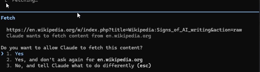 image of request for permission to do web fetch