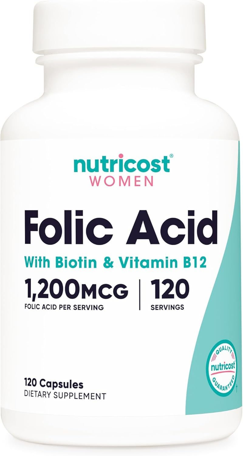 Acido Folico 1.200 mcg + Biotina 500 mcg + B12 Metil 50 Mcgx 120 Cápsulas