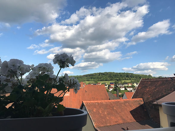 Aussicht auf die Dächer Gederns von unserer Ferienwohnung