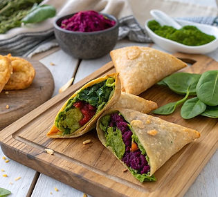 Beetroot Spinach and Walnut Samosas