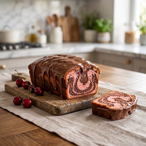 Easy Cherry and Chocolate Marble Loaf Cake