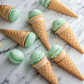 Mint Ice Cream Cone Macarons