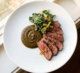 Bistek en Escabeche con Pipian de Broccoli Rabe