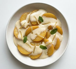 Poached Peaches with Sabayon