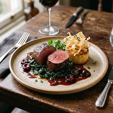 Roast Venison with Cherry and Madeira Sauce