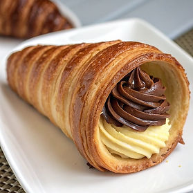 Coffee Cream Horn with Dark Chocolate Ganache