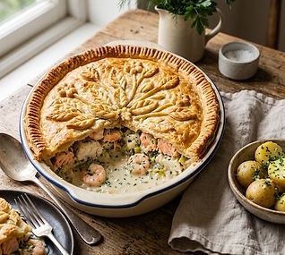 Summery Salmon, Cod and Prawn Fish Pie
