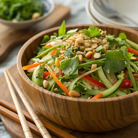 Creating Herbaceous Tiger Salad for Brightness