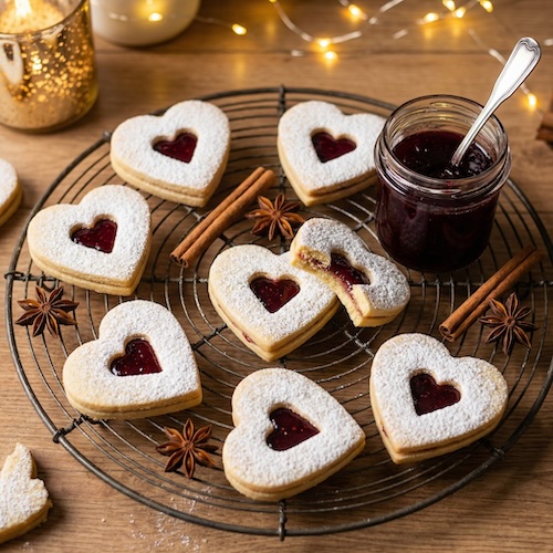 Vanilla Shortbread Hearts with Mulled Wine Jam