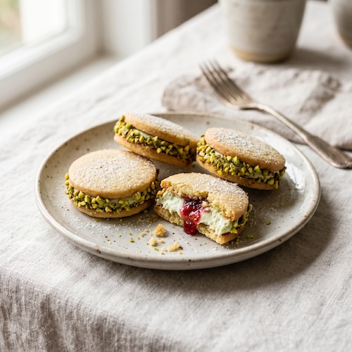 Saku's Pistachio and Raspberry Marshmallow Biscuits