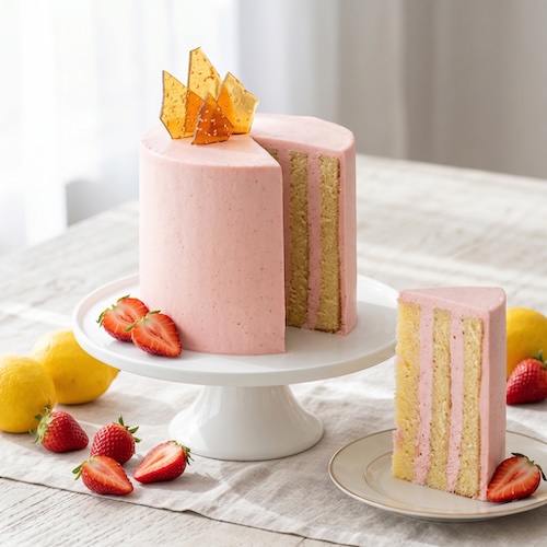 Lemon Strawberry Layer Cake